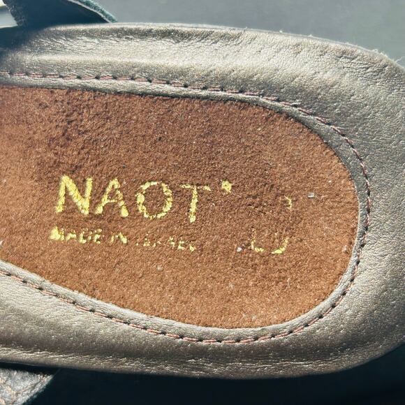 Naot Heeled Strappy Sandals Size 40 US 9 Open Toe Ankle Strap Studded Bronze - Picture 10 of 14